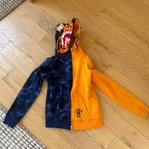 Bape Orange and Blue Split Design Hoodie
